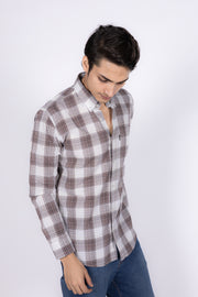 Poplin Check Shirt with Thread Work
