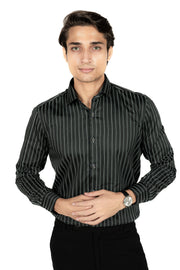 Chain Print Stripes Satin Shirt