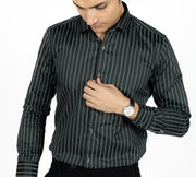 Chain Print Stripes Satin Shirt