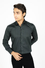 Chain Print Stripes Satin Shirt