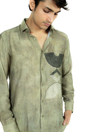 Crush Effect Print Shirt