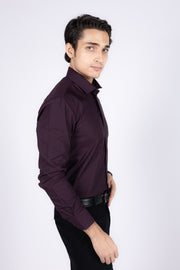 Slim Fit Plain Textured Shirt