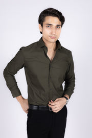 Slim Fit Plain Textured Shirt