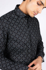 Square Blockprint Satin Shirt