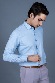 Slim Fit Plain Textured Shirt