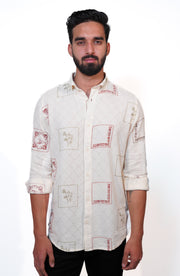 White Embroidered Crochet Shirt