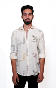 White Embroidered Crochet Shirt