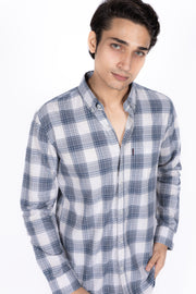 Poplin Check Shirt with Thread Work