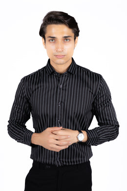 Chain Print Stripes Satin Shirt