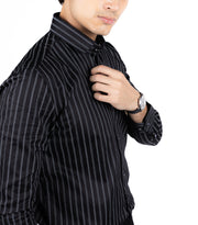 Chain Print Stripes Satin Shirt