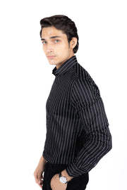 Chain Print Stripes Satin Shirt