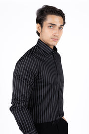 Chain Print Stripes Satin Shirt