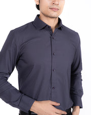 Slim Fit Plain Textured Shirt