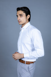 Slim Fit Plain Textured Shirt