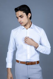 Slim Fit Plain Textured Shirt