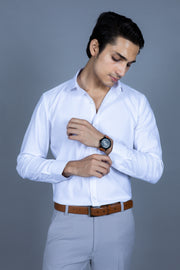 Slim Fit Plain Textured Shirt