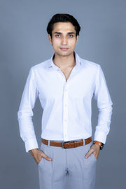 Slim Fit Plain Textured Shirt