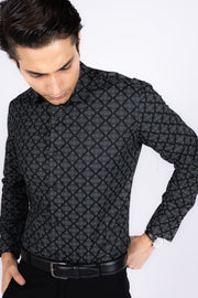 Square Blockprint Satin Shirt