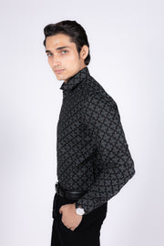 Square Blockprint Satin Shirt