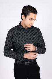 Square Blockprint Satin Shirt