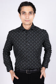 Square Blockprint Satin Shirt