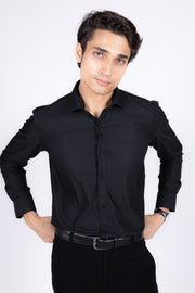 Slim Fit Plain Textured Shirt