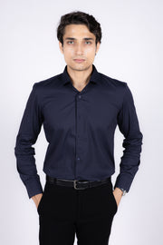 Slim Fit Plain Textured Shirt