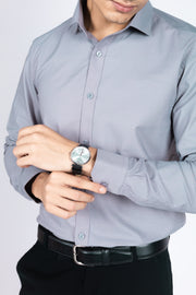 Slim Fit Plain Textured Shirt