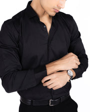 Slim Fit Plain Textured Shirt