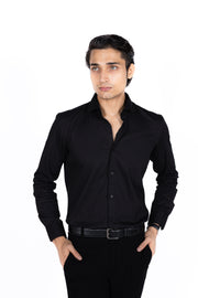 Slim Fit Plain Textured Shirt